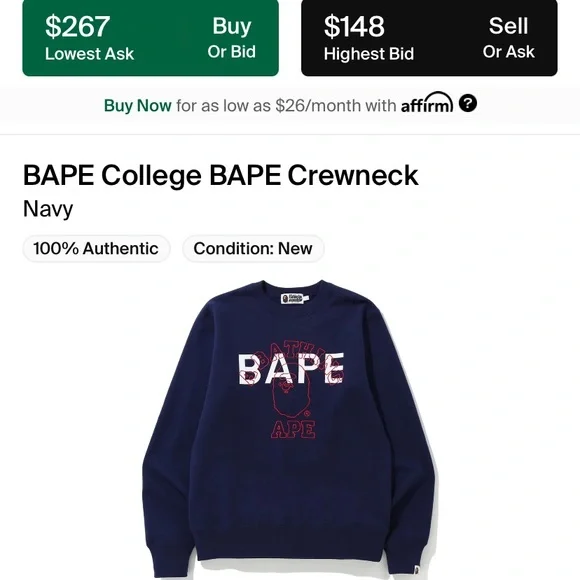 Bape College Crewneck